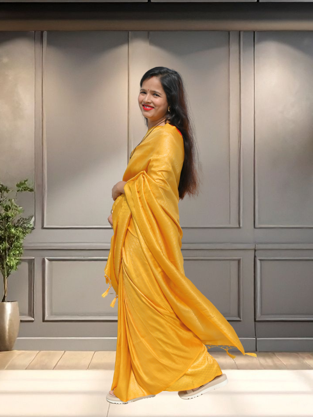 Nayi Dulhan Yellow Soft Silk Saree by Zaridhaga