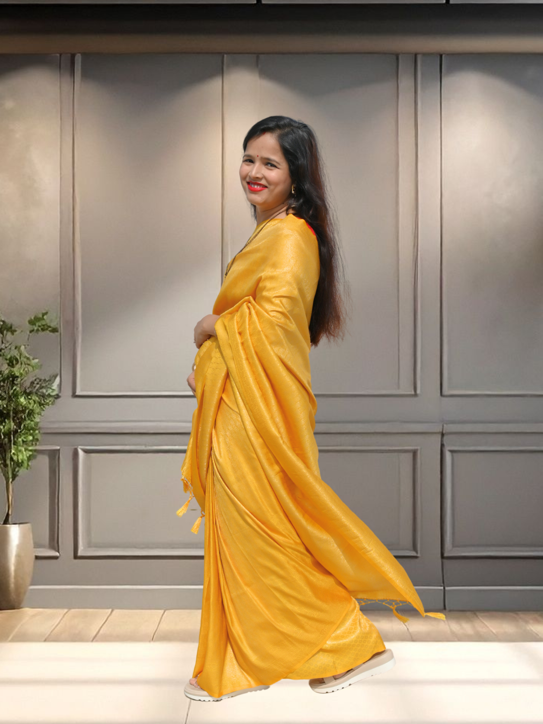 Nayi Dulhan Yellow Soft Silk Saree by Zaridhaga