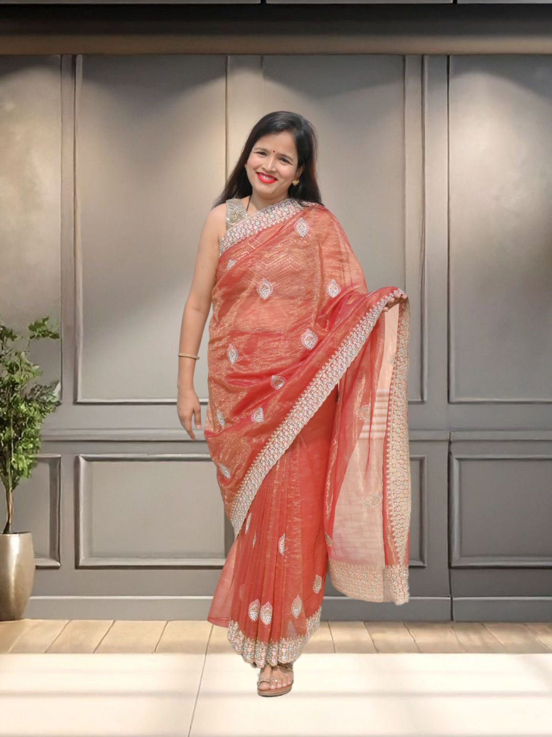 Nayi Dulhan Orange Georgette Saree by Zaridhaga