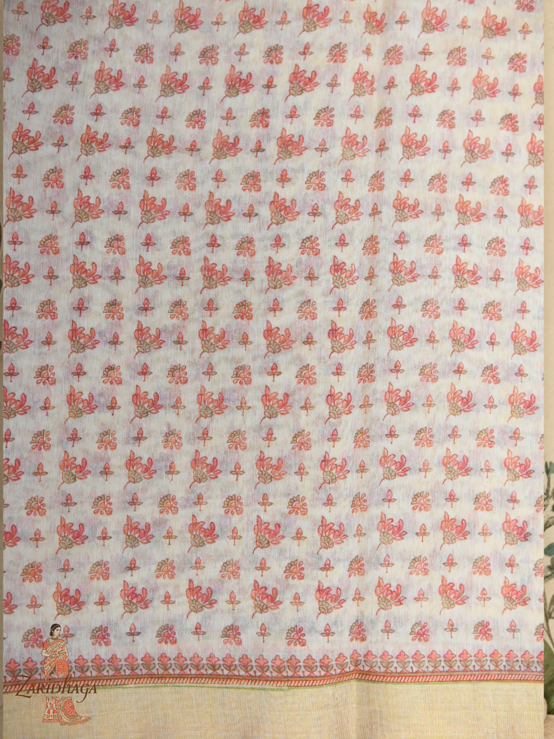 Pure Cotton Orange Saree by Zaridhaga