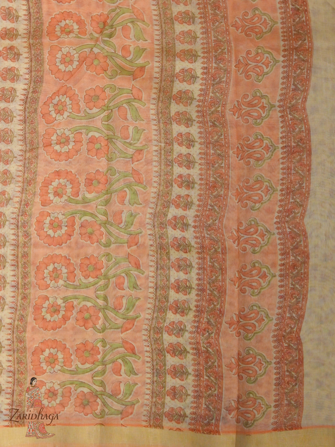 Pure Cotton Orange Saree by Zaridhaga