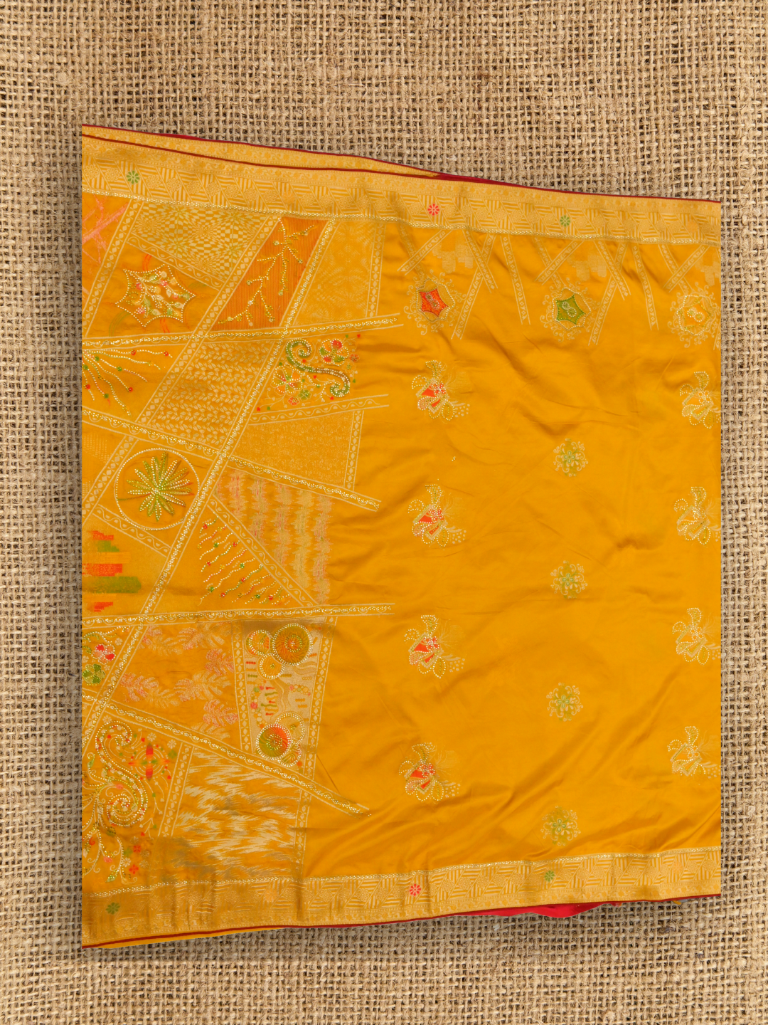 Pure Dola Viscose Saree with Menakari Weaving yellow karwachaut by Zaridhaga