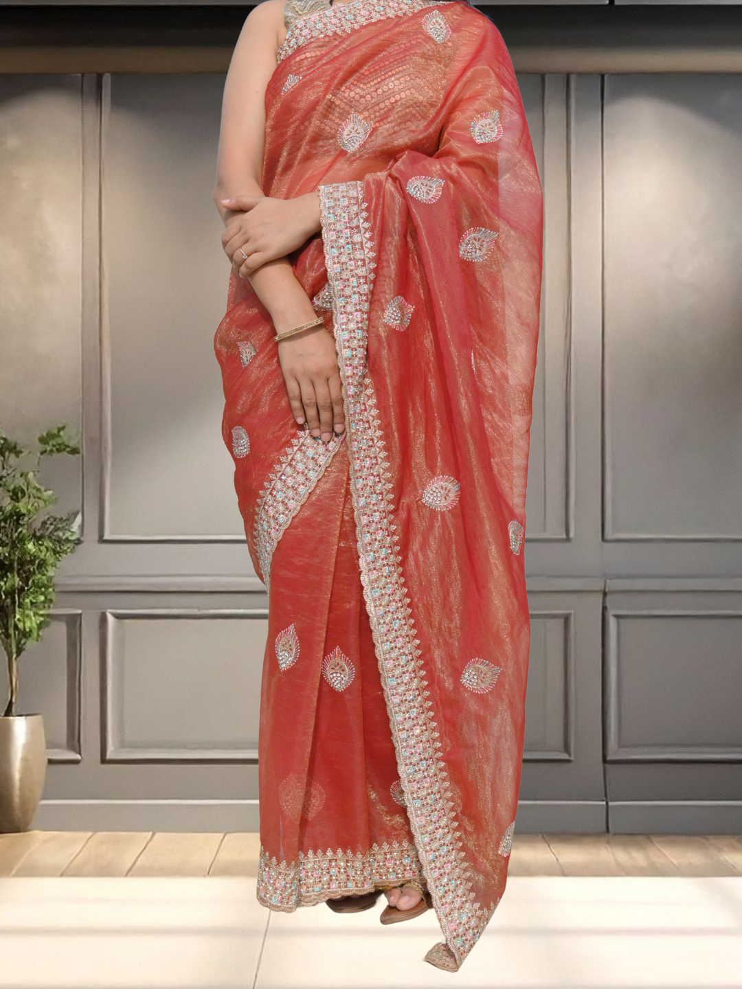 Nayi Dulhan Orange Georgette Saree by Zaridhaga