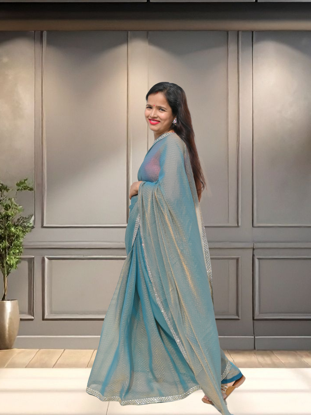 Campus Queen Georgette Saree by Zaridhaga