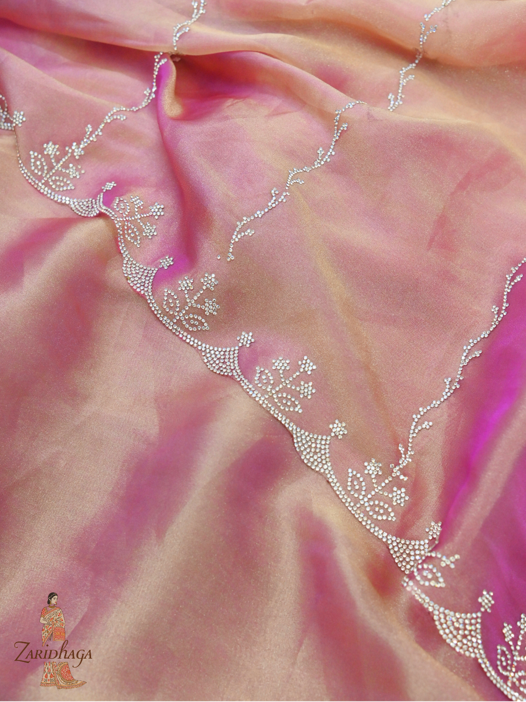Designer Pink Jimmy Choo Organza Silk Saree by Zaridhaga