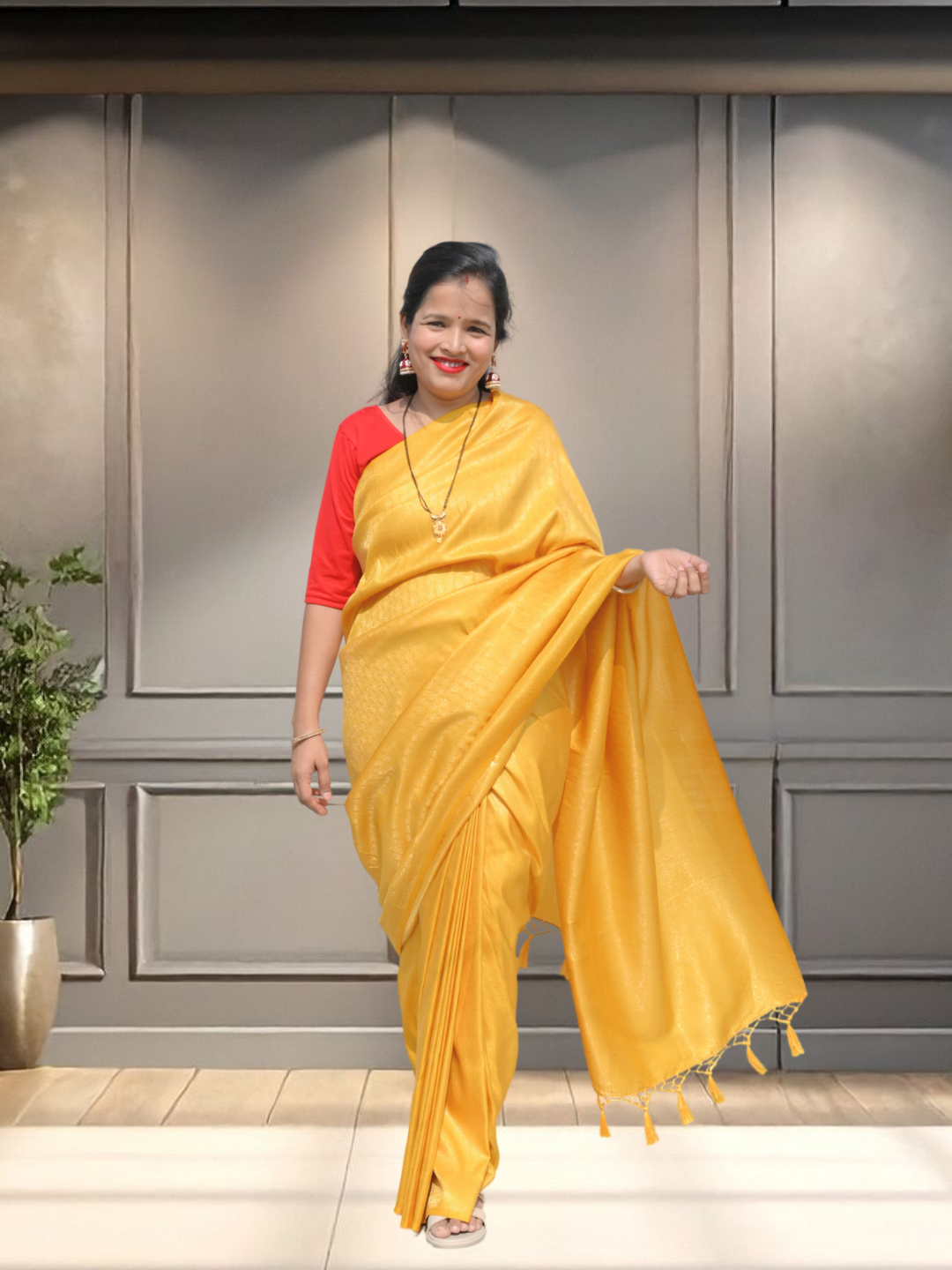 Nayi Dulhan Yellow Soft Silk Saree by Zaridhaga