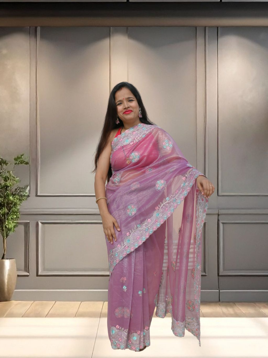 Nayi Dulhan purple Georgette Saree by Zaridhaga