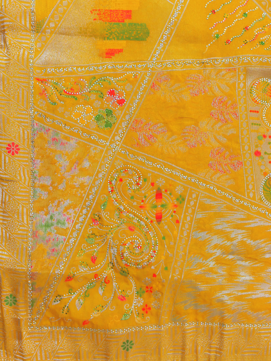 Pure Dola Viscose Saree with Menakari Weaving yellow karwachaut by Zaridhaga