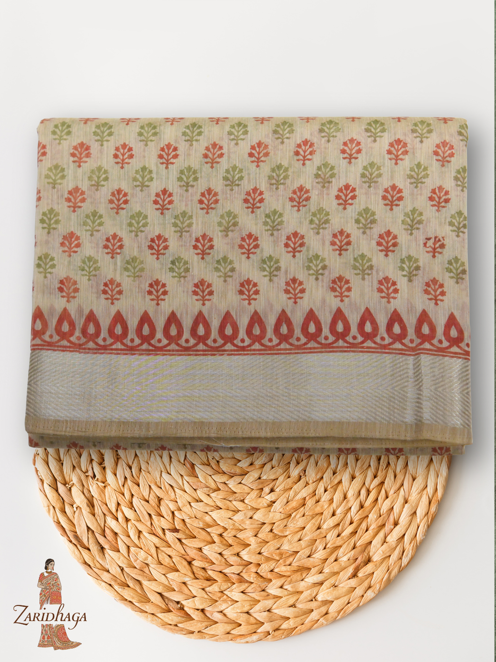 Pure Cotton Beige Saree by Zaridhaga