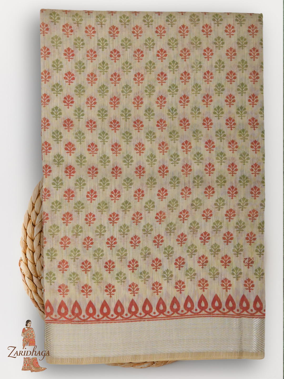 Pure Cotton Beige Saree by Zaridhaga