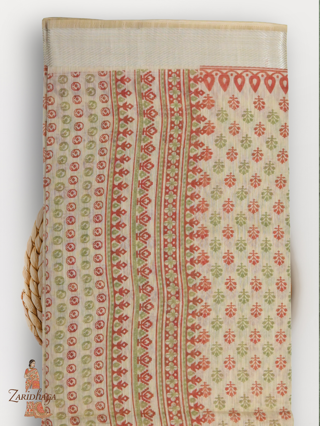 Pure Cotton Beige Saree by Zaridhaga