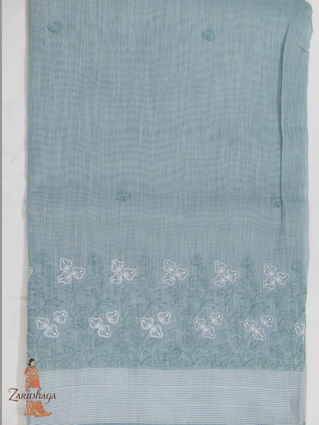 Pure Cotton Teal Saree by Zaridhaga