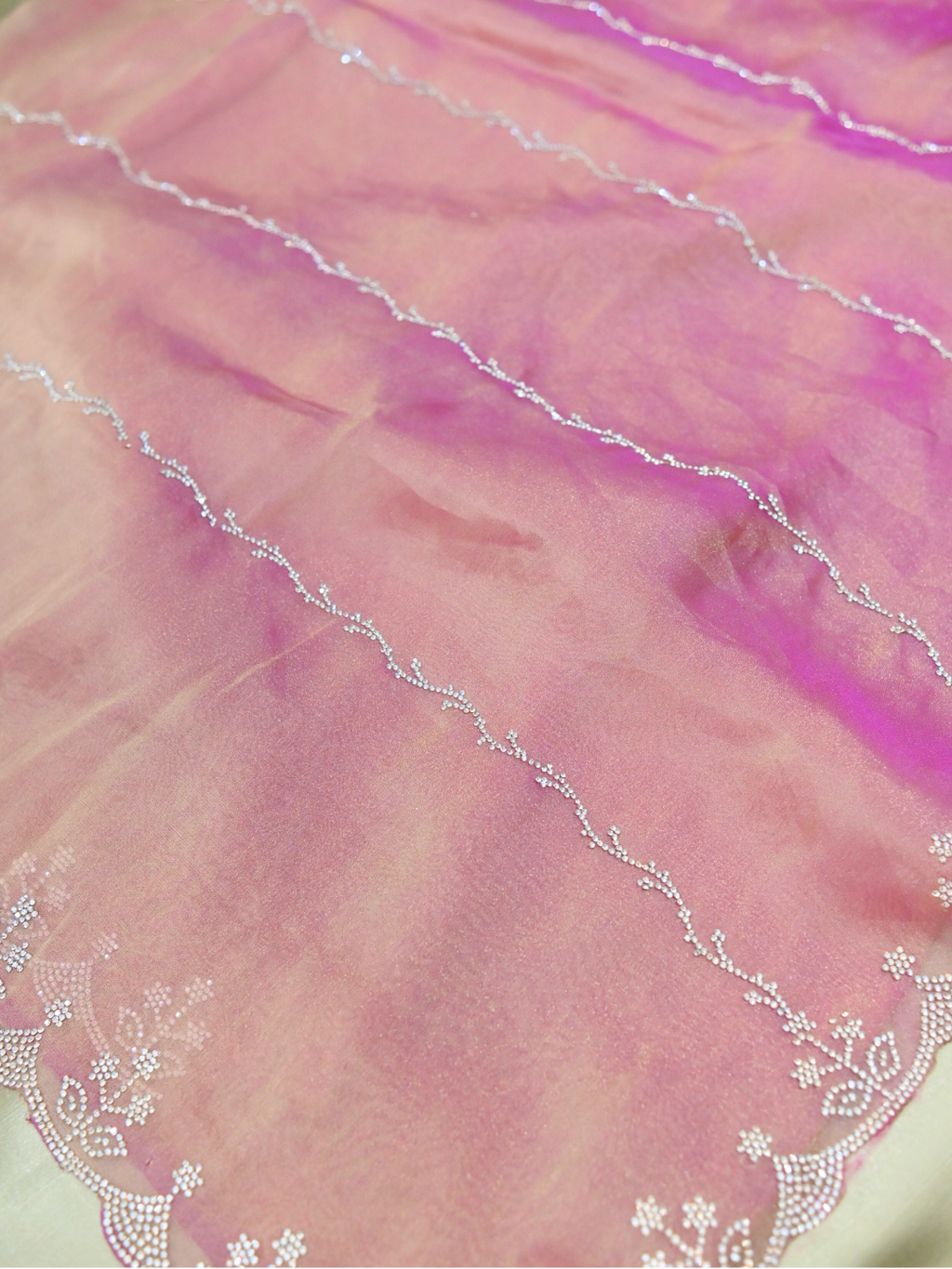 Designer Pink Jimmy Choo Organza Silk Saree by Zaridhaga