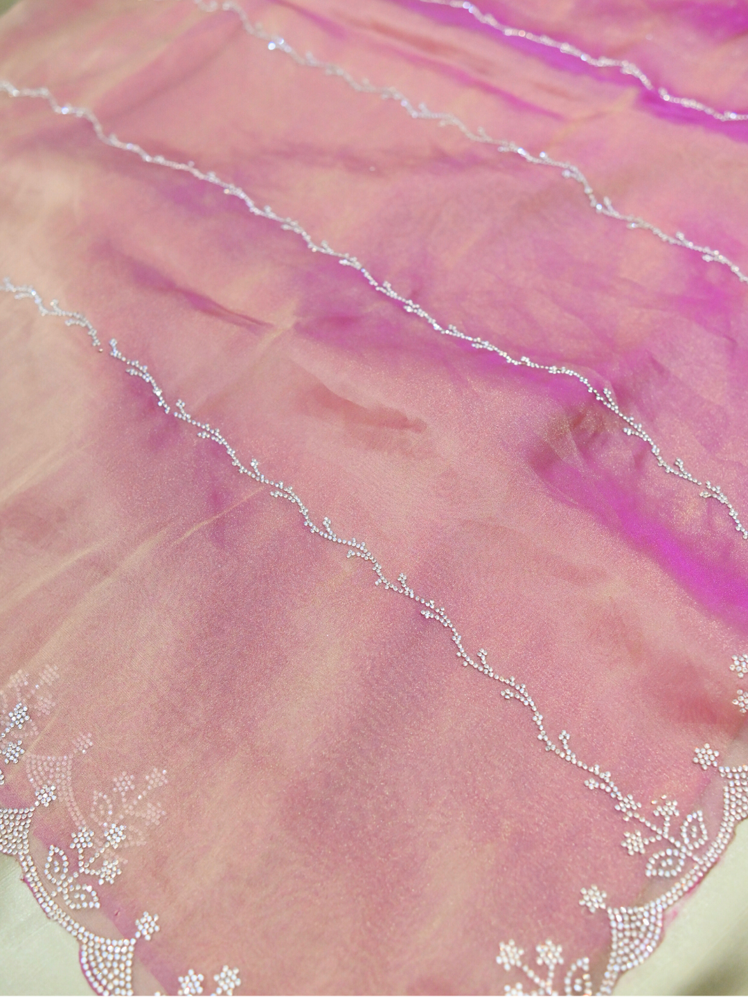 Designer Pink Jimmy Choo Organza Silk Saree by Zaridhaga