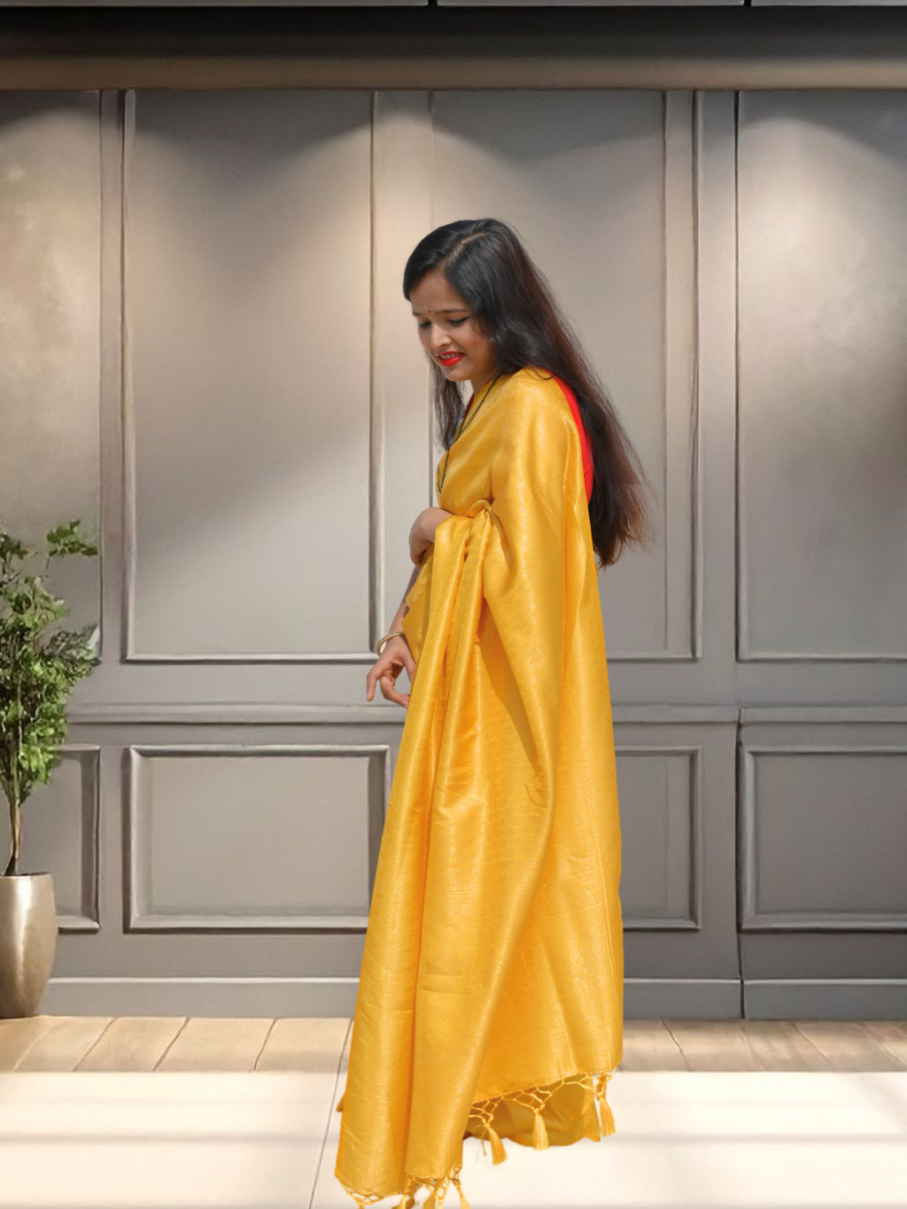 Nayi Dulhan Yellow Soft Silk Saree by Zaridhaga