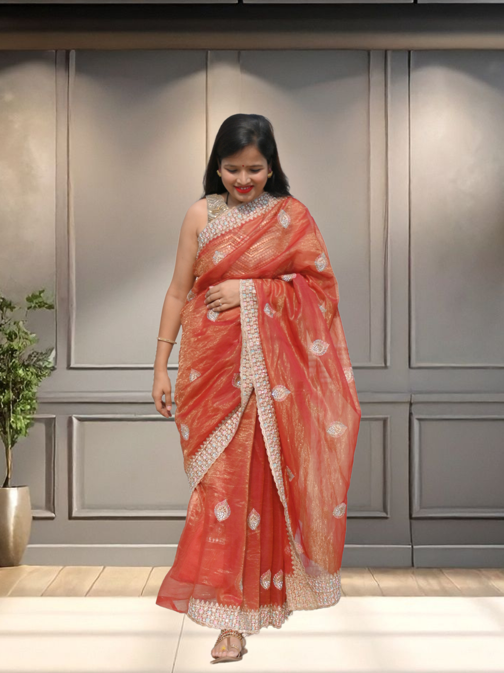 Nayi Dulhan Orange Georgette Saree by Zaridhaga