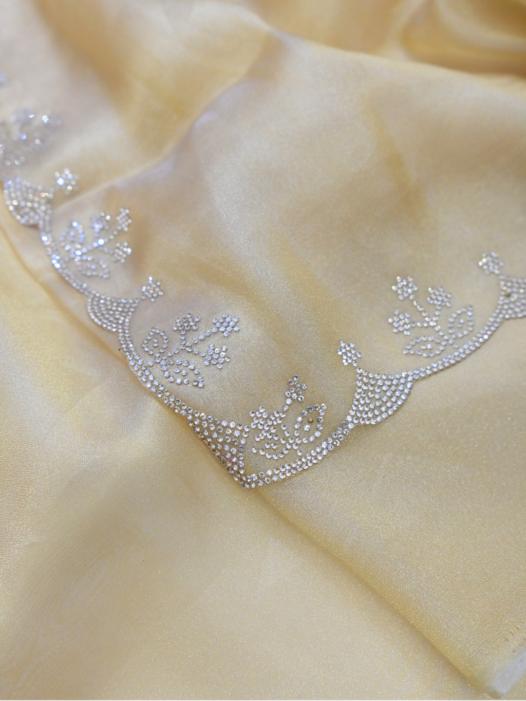 Designer Golden Jimmy Choo Organza Silk Saree by Zaridhaga