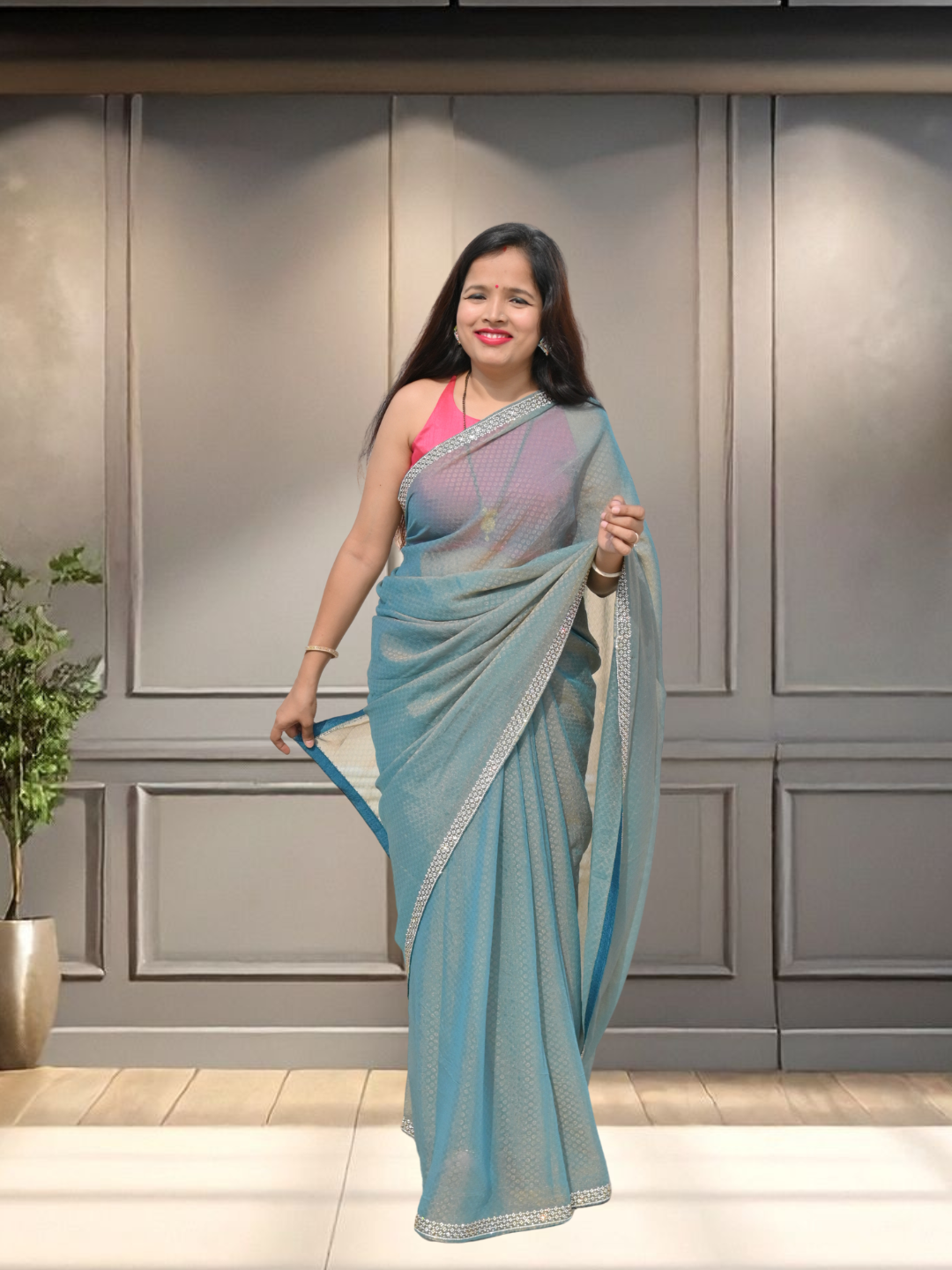 Campus Queen Georgette Saree by Zaridhaga