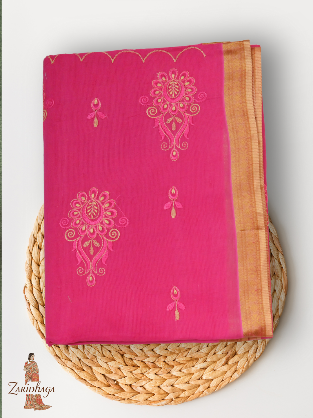 Pure Cotton Pinkish Saree by Zaridhaga