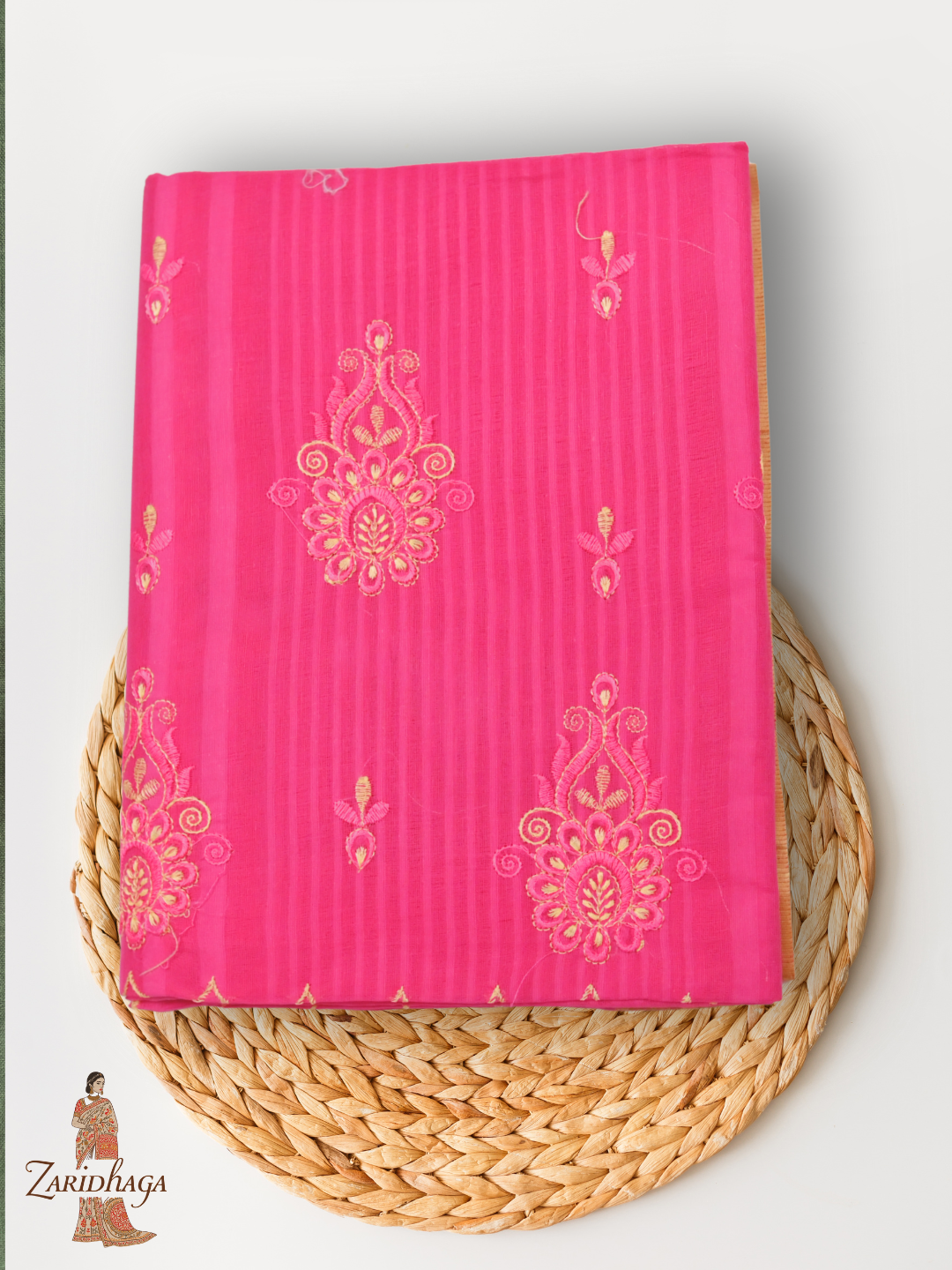 Pure Cotton Pinkish Saree by Zaridhaga