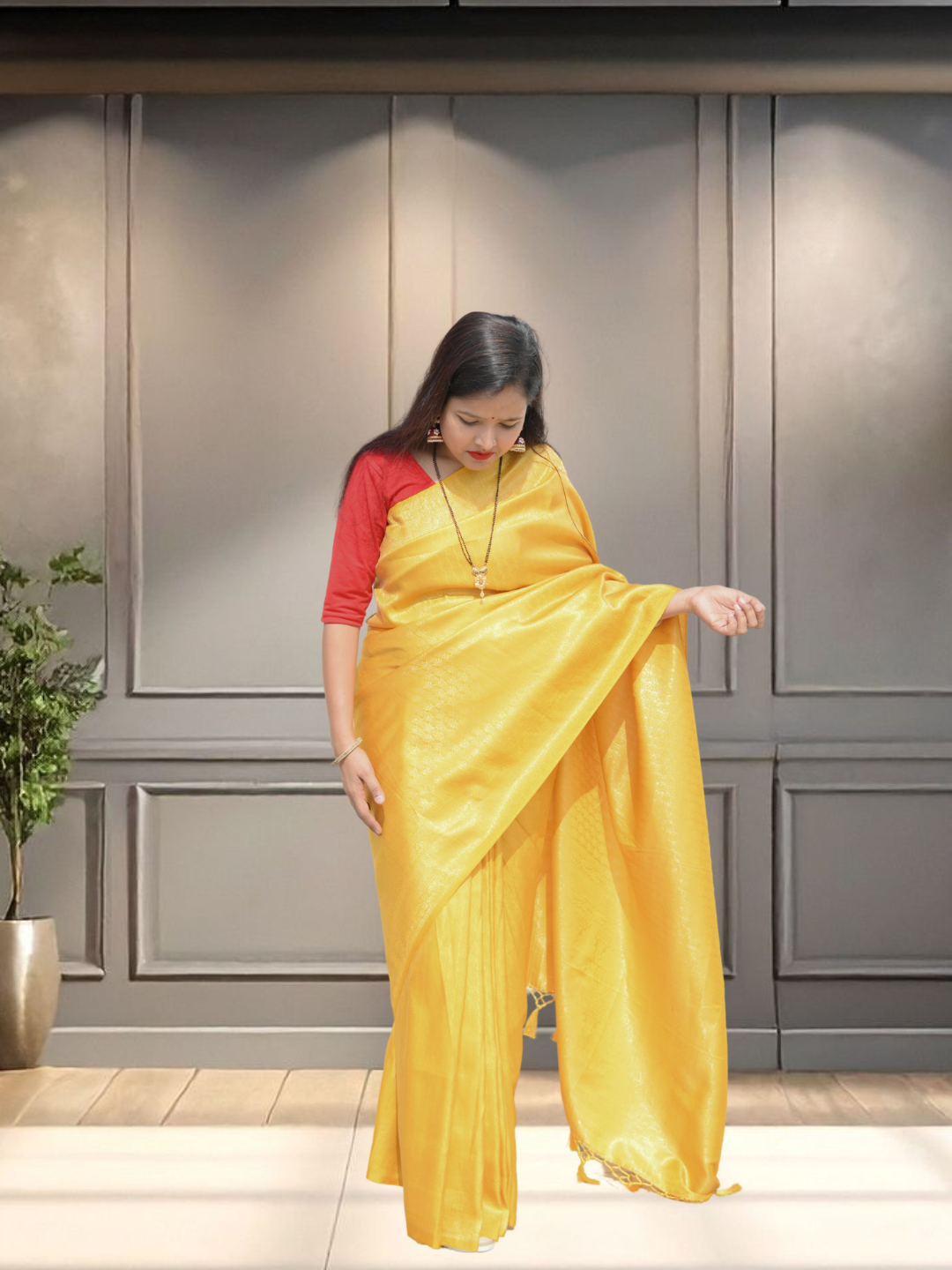 Nayi Dulhan Yellow Soft Silk Saree by Zaridhaga