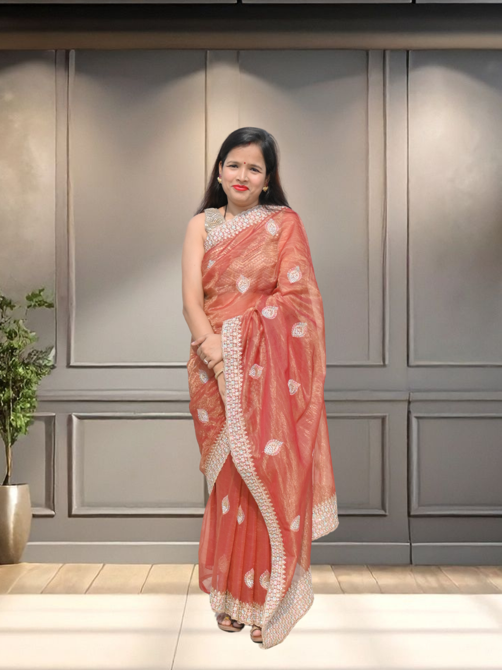 Nayi Dulhan Orange Georgette Saree by Zaridhaga