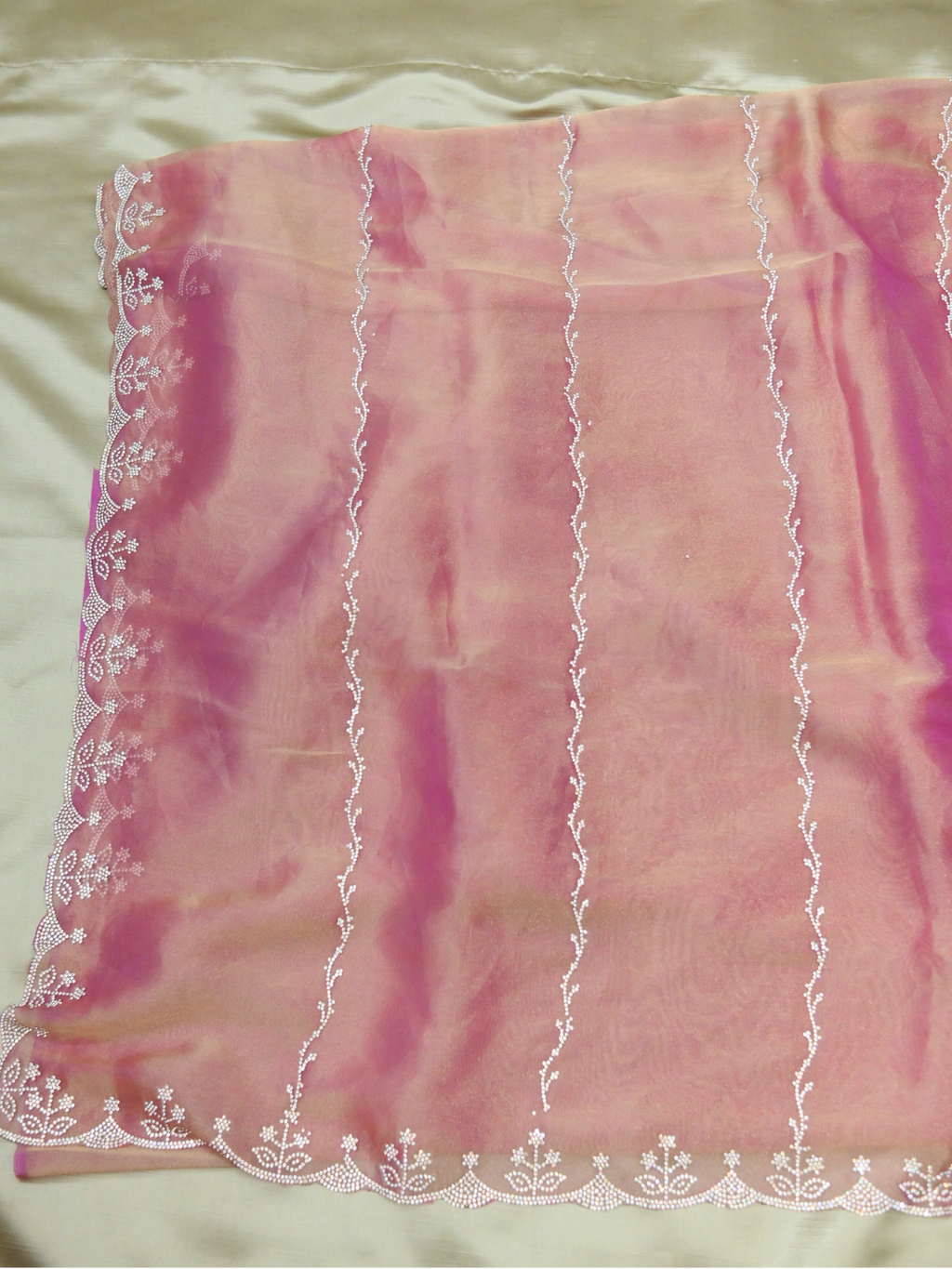 Designer Pink Jimmy Choo Organza Silk Saree by Zaridhaga