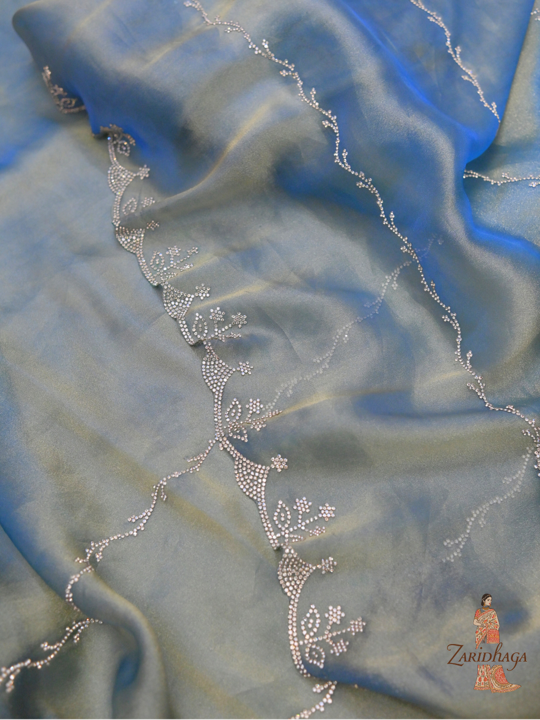 Designer Blue Jimmy Choo Organza Silk Saree by Zaridhaga