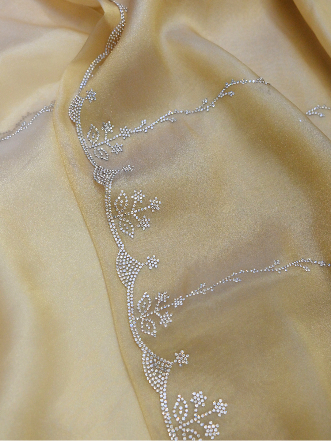 Designer Golden Jimmy Choo Organza Silk Saree by Zaridhaga