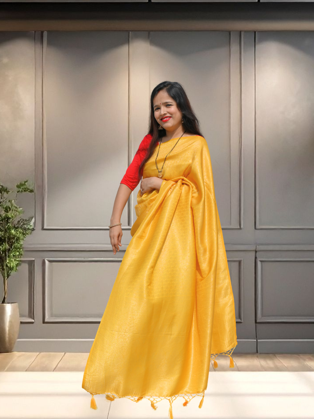 Nayi Dulhan Yellow Soft Silk Saree by Zaridhaga