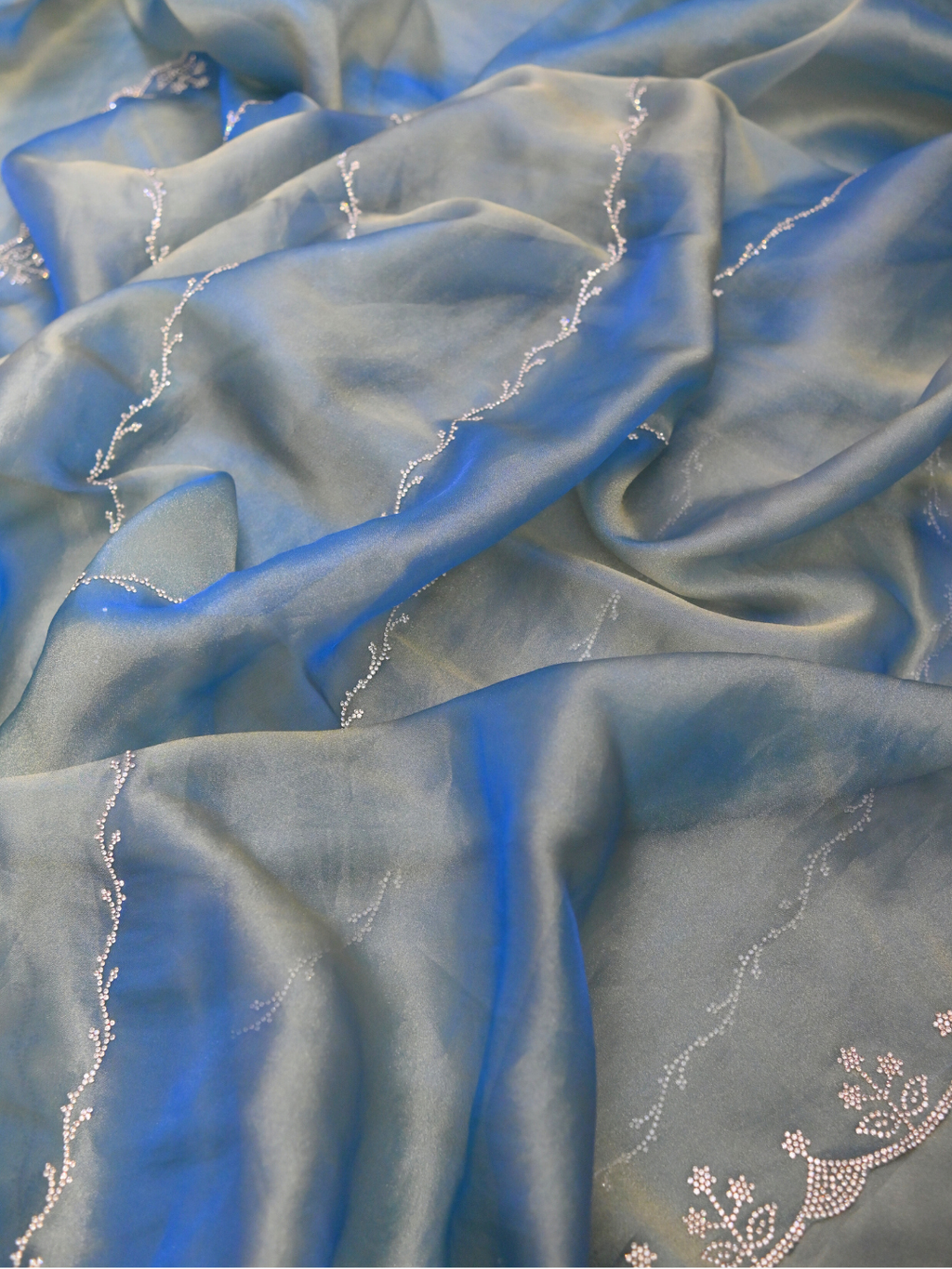 Designer Blue Jimmy Choo Organza Silk Saree by Zaridhaga