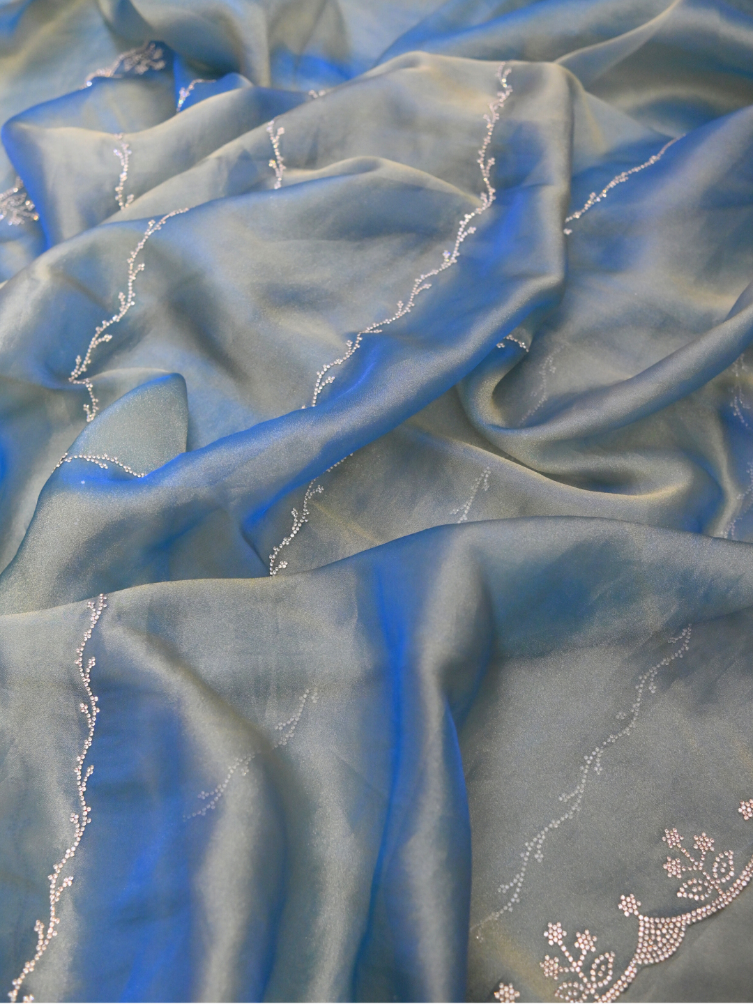 Designer Blue Jimmy Choo Organza Silk Saree by Zaridhaga