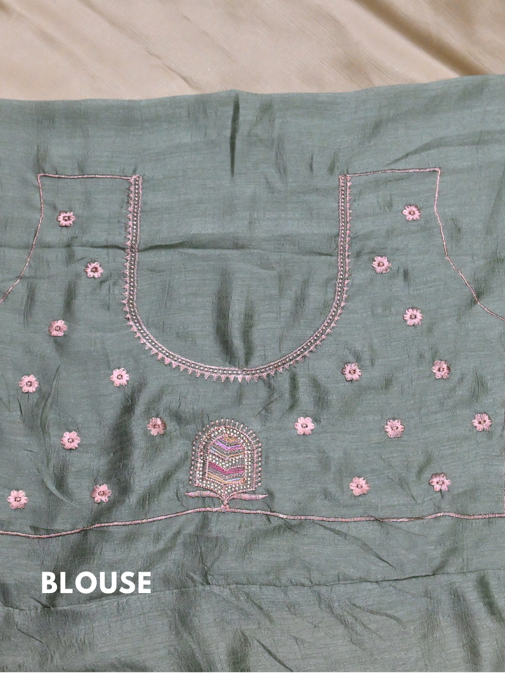 Green Chiffon Saree with Subtle Shine by Zaridhaga