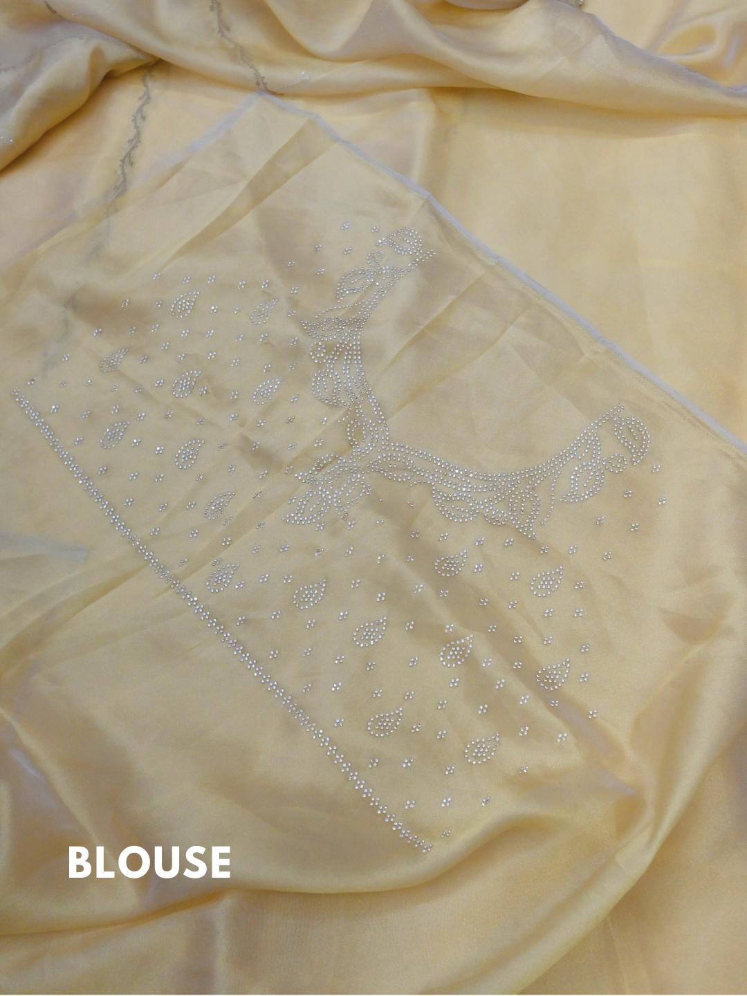 Designer Golden Jimmy Choo Organza Silk Saree by Zaridhaga