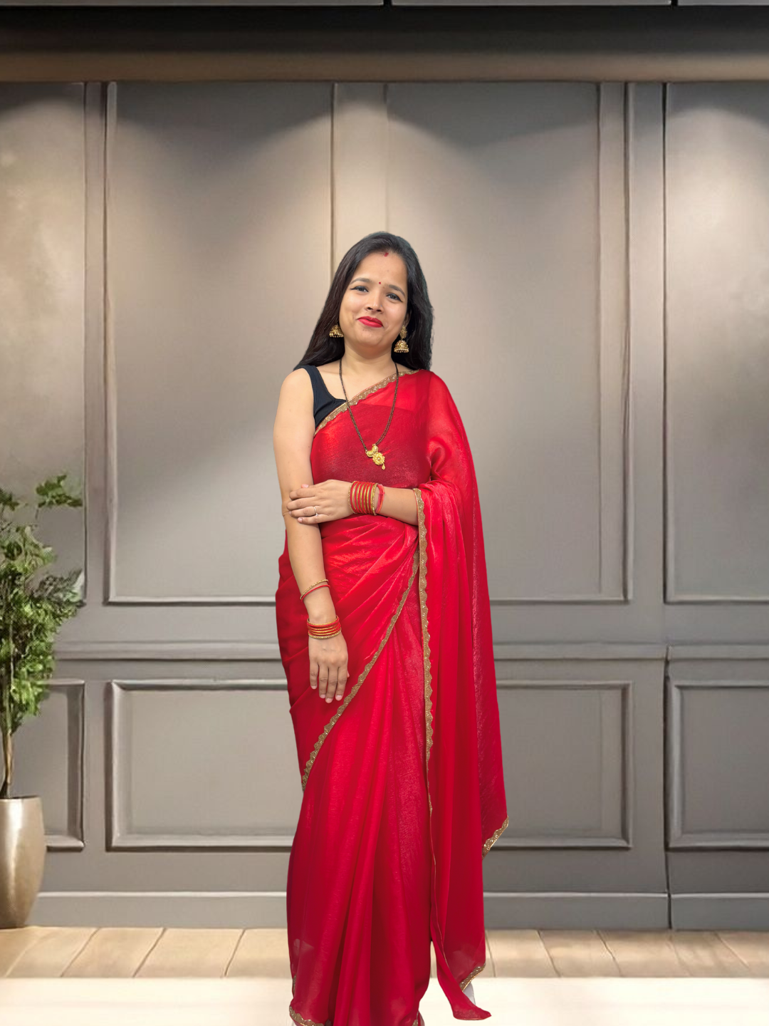 Jimmy Choo Red Saree – Karwa Chauth Special Designer Ethnic Wear