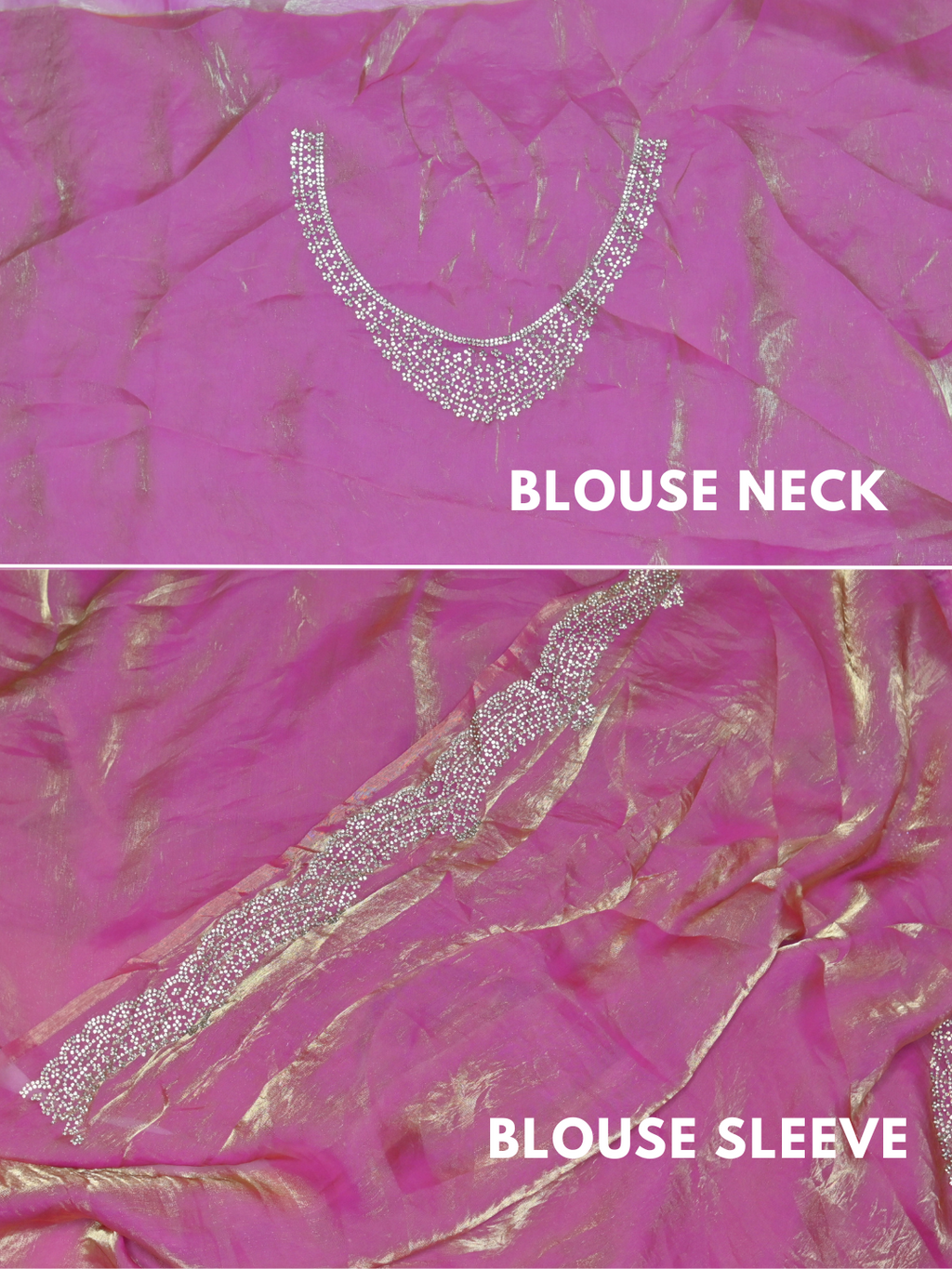 Jimmy Choo Pink Shimmer Organza Silk Saree by Zaridhaga